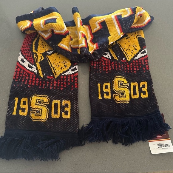 CZ HC Sparta Praha Navy and Yellow Graphic Knit Scarf - Picture 1 of 6